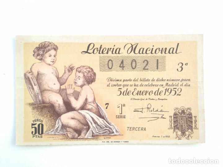 Lotaria Nacional: Loteria Nacional 5 Enero 1952 Sorteo 1 N&uacute;m 04021