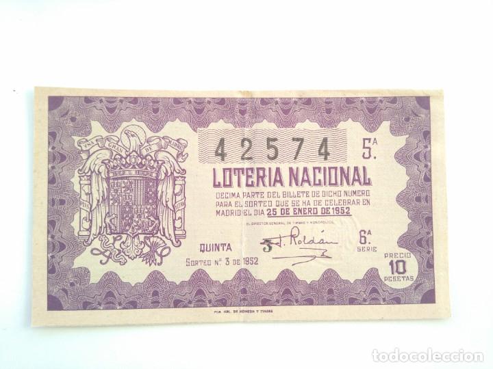 Nationale spanische Lotterie: Loteria Nacional 25 Enero 1952 Sorteo 3 N&uacute;m 42574