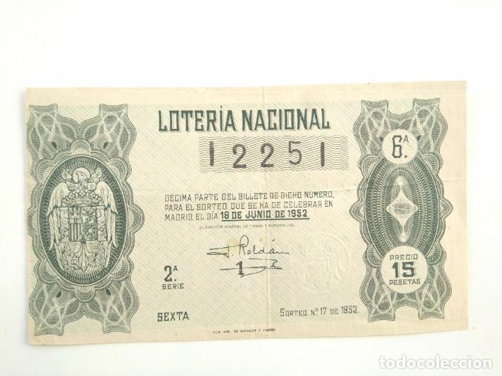 Nationale spanische Lotterie: Loteria Nacional 16 Junio 1952 Sorteo 17 N&uacute;m 12251