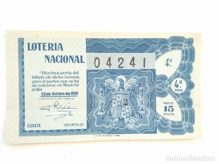 Lotaria Nacional: Loteria Nacional 15 Octubre 1952 Sorteo 29 N&uacute;m 04241