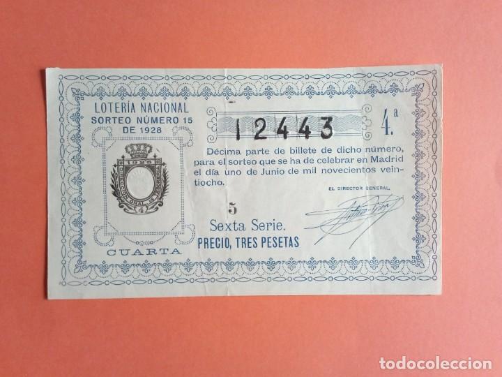 Nationale spanische Lotterie: Loteria Nacional 1 Junio 1928 Sorteo 15 N&uacute;m 12443