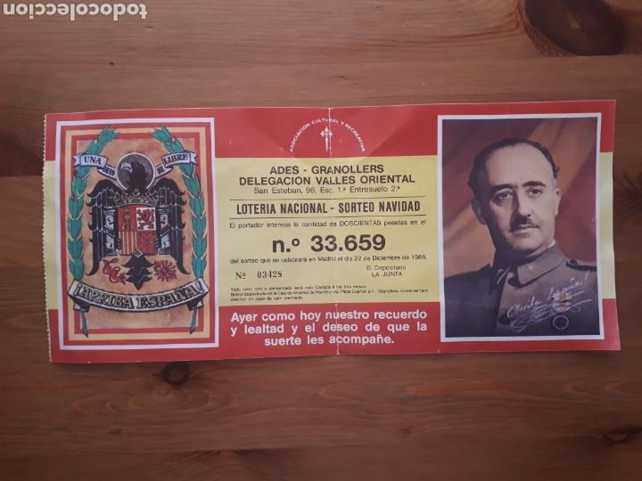 Loterie Nationale: Boleto loter&iacute;a Franco Caudillo Arriba Espa&ntilde;a