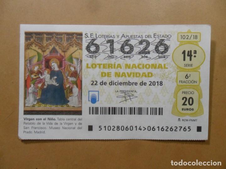 Loter&iacute;a Nacional: DECIMO N&ordm; 61626 - 22 DICIEMBRE 2018 - 102/18 - VIRGEN CON EL NI&Ntilde;O - MUSEO DEL PRADO