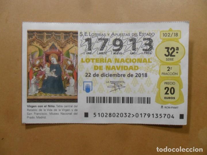 Loter&iacute;a nacional: DECIMO N&ordm; 17913 - 22 DICIEMBRE 2018 - 102/18 - VIRGEN CON EL NI&Ntilde;O - MUSEO DEL PRADO