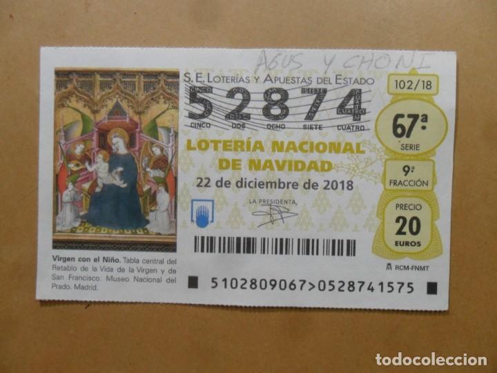 Loter&iacute;a Nacional: DECIMO N&ordm; 52874 - 22 DICIEMBRE 2018 - 102/18 - VIRGEN CON EL NI&Ntilde;O - MUSEO DEL PRADO