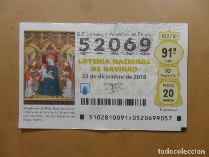 Loter&iacute;a Nacional: DECIMO N&ordm; 52069 - 22 DICIEMBRE 2018 - 102/18 - VIRGEN CON EL NI&Ntilde;O - MUSEO DEL PRADO