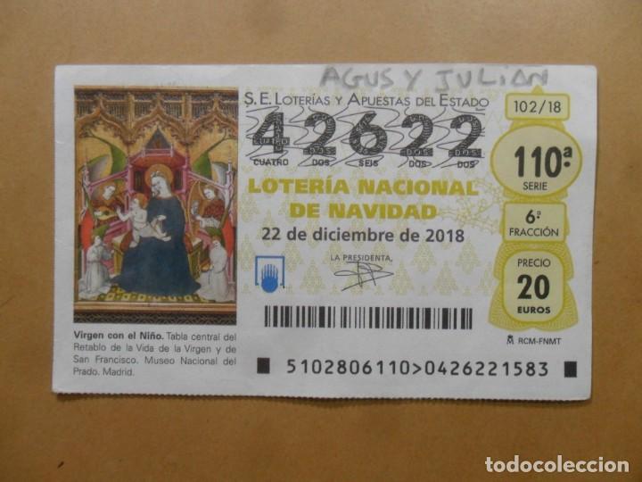 Loter&iacute;a Nacional: DECIMO N&ordm; 42622 - 22 DICIEMBRE 2018 - 102/18 - VIRGEN CON EL NI&Ntilde;O - MUSEO DEL PRADO