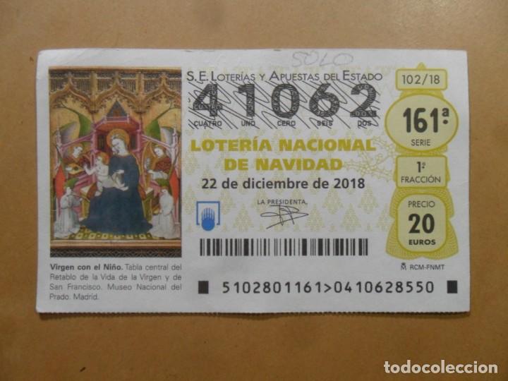 Loter&iacute;a Nacional: DECIMO N&ordm; 41062 - 22 DICIEMBRE 2018 - 102/18 - VIRGEN CON EL NI&Ntilde;O - MUSEO DEL PRADO