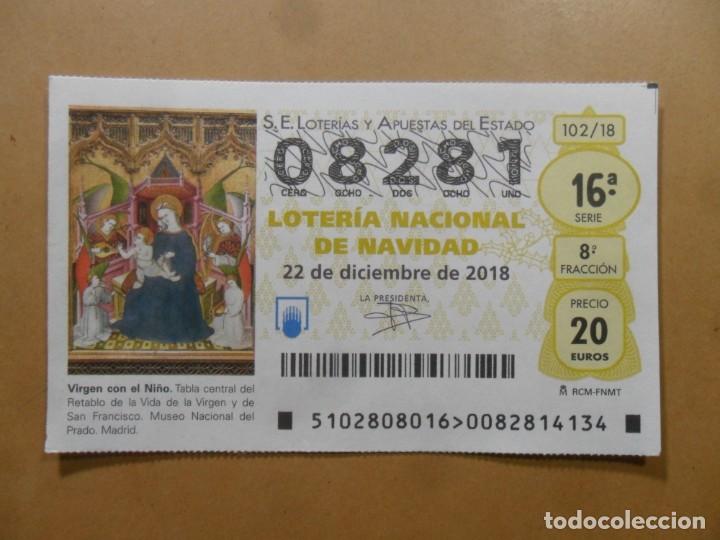 Loter&iacute;a Nacional: DECIMO N&ordm; 08281 - 22 DICIEMBRE 2018 - 102/18 - VIRGEN CON EL NI&Ntilde;O - MUSEO DEL PRADO