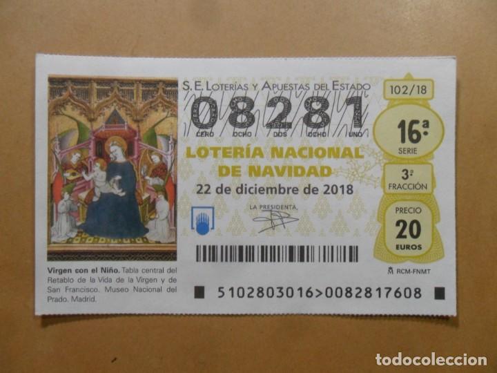 Loter&iacute;a Nacional: DECIMO N&ordm; 08281 - 22 DICIEMBRE 2018 - 102/18 - VIRGEN CON EL NI&Ntilde;O - MUSEO DEL PRADO