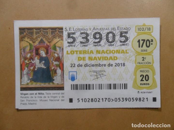 Loter&iacute;a Nacional: DECIMO N&ordm; 53905 - 22 DICIEMBRE 2018 - 102/18 - VIRGEN CON EL NI&Ntilde;O - MUSEO DEL PRADO