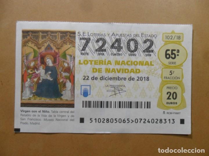 Loter&iacute;a Nacional: DECIMO N&ordm; 72402 - 22 DICIEMBRE 2018 - 102/18 - VIRGEN CON EL NI&Ntilde;O - MUSEO DEL PRADO