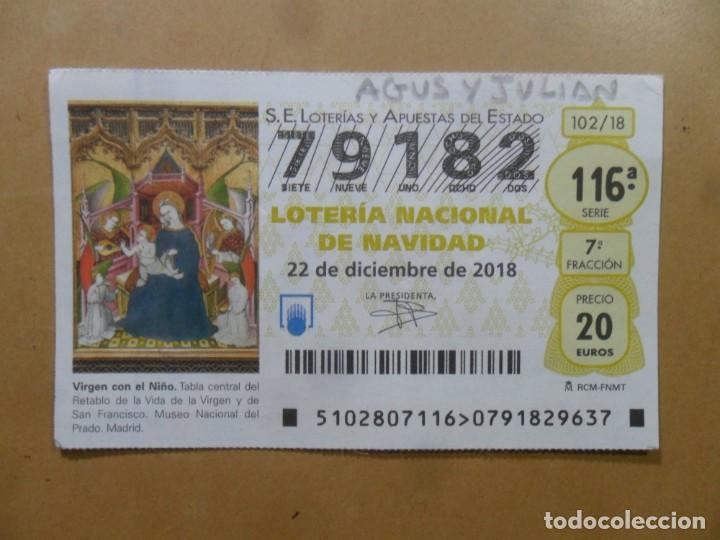 Loter&iacute;a Nacional: DECIMO N&ordm; 79182 - 22 DICIEMBRE 2018 - 102/18 - VIRGEN CON EL NI&Ntilde;O - MUSEO DEL PRADO