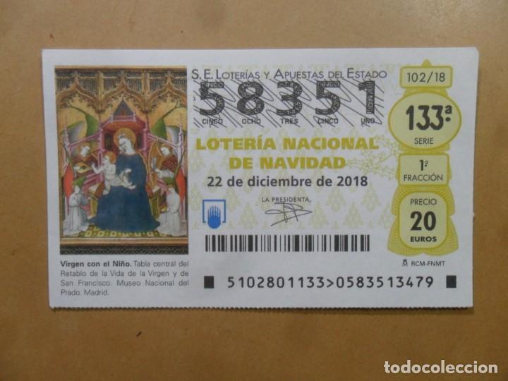 Loter&iacute;a Nacional: DECIMO N&ordm; 58351 - 22 DICIEMBRE 2018 - 102/18 - VIRGEN CON EL NI&Ntilde;O - MUSEO DEL PRADO