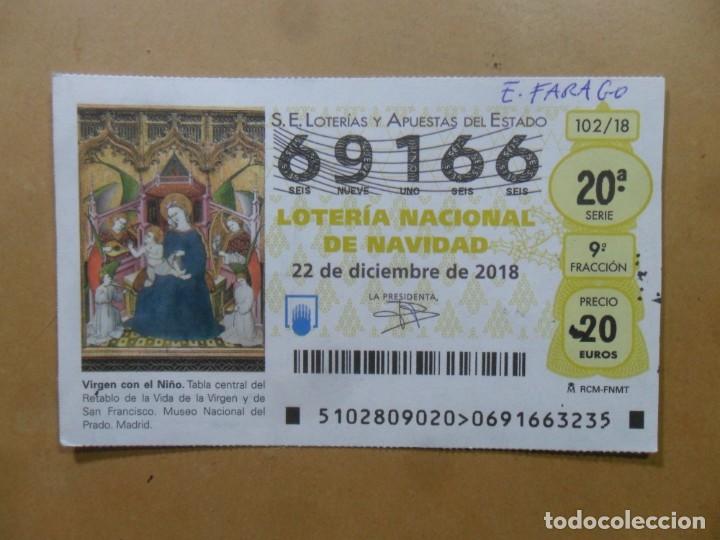 Loter&iacute;a Nacional: DECIMO N&ordm; 69166 - 22 DICIEMBRE 2018 - 102/18 - VIRGEN CON EL NI&Ntilde;O - MUSEO DEL PRADO