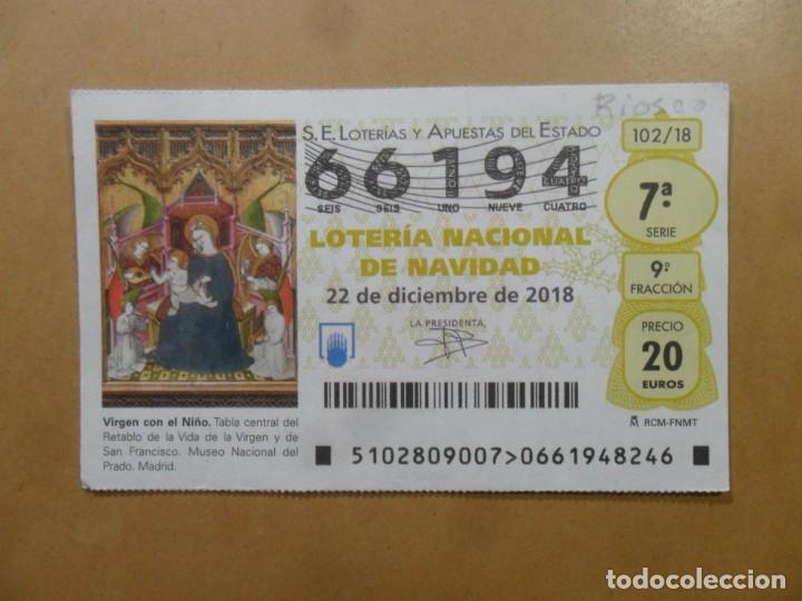 Loter&iacute;a Nacional: DECIMO N&ordm; 66194 - 22 DICIEMBRE 2018 - 102/18 - VIRGEN CON EL NI&Ntilde;O - MUSEO DEL PRADO