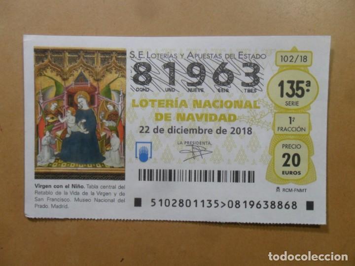 Loter&iacute;a Nacional: DECIMO N&ordm; 81963 - 22 DICIEMBRE 2018 - 102/18 - VIRGEN CON EL NI&Ntilde;O - MUSEO DEL PRADO