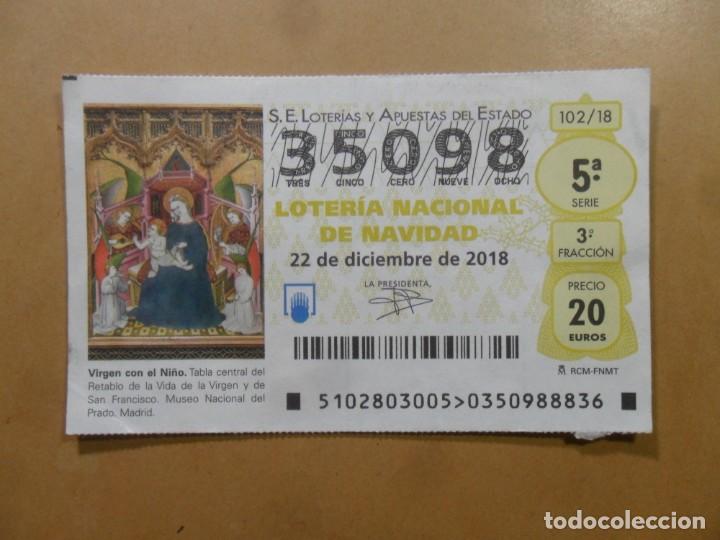 Loter&iacute;a nacional: DECIMO N&ordm; 35098 - 22 DICIEMBRE 2018 - 102/18 - VIRGEN CON EL NI&Ntilde;O - MUSEO DEL PRADO