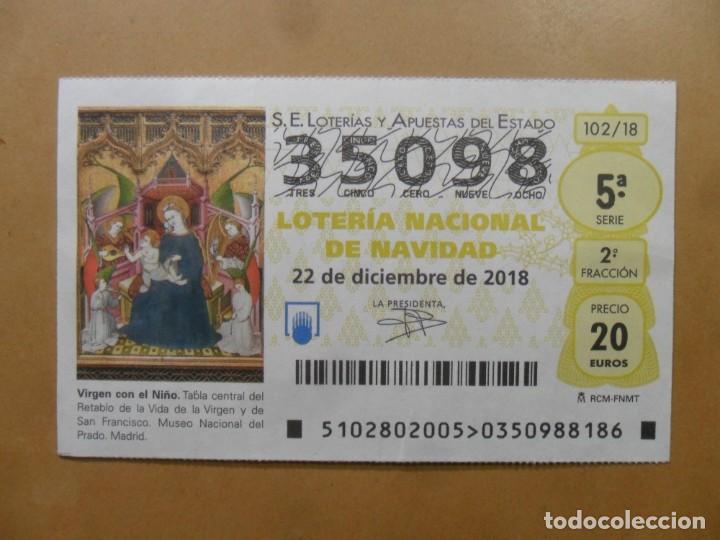 Loter&iacute;a Nacional: DECIMO N&ordm; 35098 - 22 DICIEMBRE 2018 - 102/18 - VIRGEN CON EL NI&Ntilde;O - MUSEO DEL PRADO