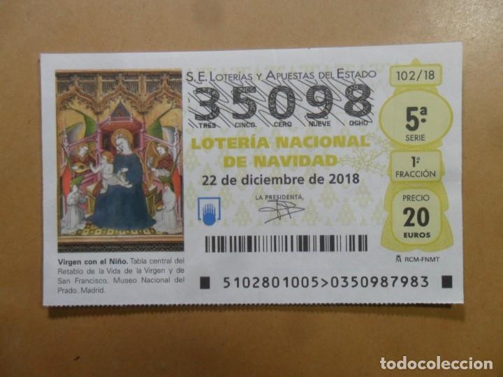 Loter&iacute;a Nacional: DECIMO N&ordm; 35908 - 22 DICIEMBRE 2018 - 102/18 - VIRGEN CON EL NI&Ntilde;O - MUSEO DEL PRADO