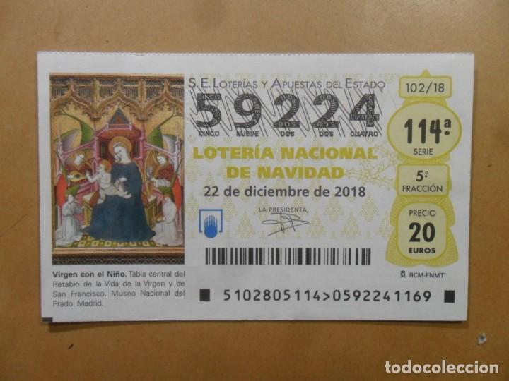 Loter&iacute;a Nacional: DECIMO N&ordm; 59224 - 22 DICIEMBRE 2018 - 102/18 - VIRGEN CON EL NI&Ntilde;O - MUSEO DEL PRADO