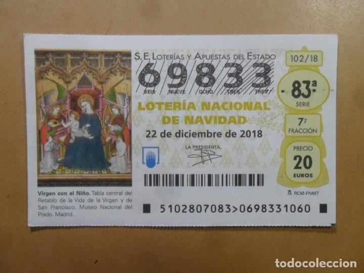 Loter&iacute;a Nacional: DECIMO N&ordm; 69833 - 22 DICIEMBRE 2018 - 102/18 - VIRGEN CON EL NI&Ntilde;O - MUSEO DEL PRADO