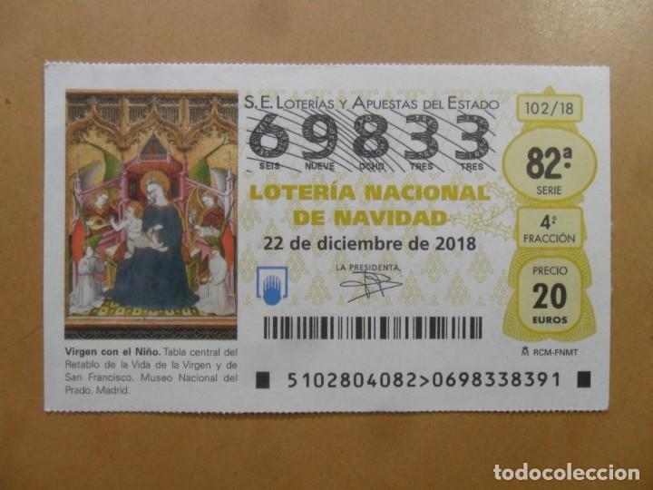 Loter&iacute;a Nacional: DECIMO N&ordm; 69833 - 22 DICIEMBRE 2018 - 102/18 - VIRGEN CON EL NI&Ntilde;O - MUSEO DEL PRADO