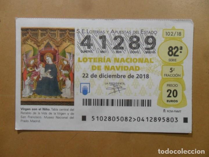Loter&iacute;a Nacional: DECIMO N&ordm; 41289 - 22 DICIEMBRE 2018 - 102/18 - VIRGEN CON EL NI&Ntilde;O - MUSEO DEL PRADO