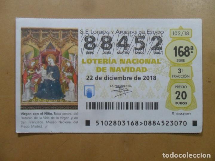 Loter&iacute;a Nacional: DECIMO N&ordm; 88452 - 22 DICIEMBRE 2018 - 102/18 - VIRGEN CON EL NI&Ntilde;O - MUSEO DEL PRADO