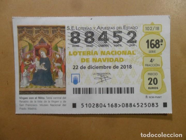 Loter&iacute;a Nacional: DECIMO N&ordm; 88452 - 22 DICIEMBRE 2018 - 102/18 - VIRGEN CON EL NI&Ntilde;O - MUSEO DEL PRADO