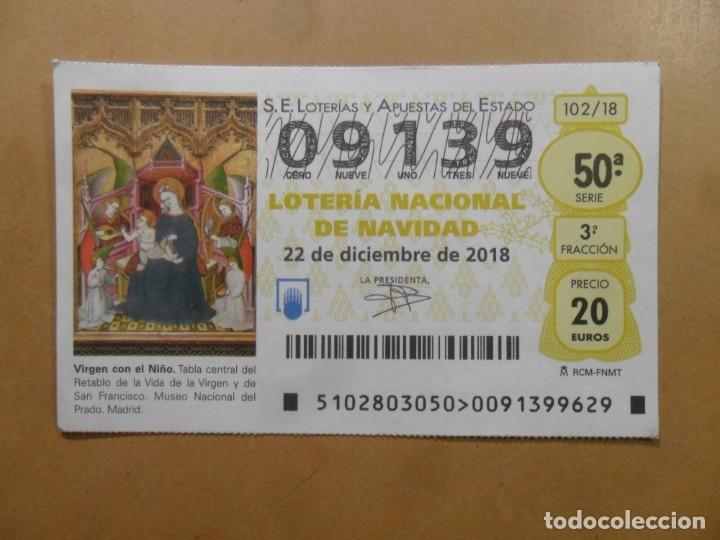 Loter&iacute;a Nacional: DECIMO N&ordm; 09139 - 22 DICIEMBRE 2018 - 102/18 - VIRGEN CON EL NI&Ntilde;O - MUSEO DEL PRADO
