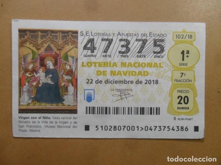 Loter&iacute;a Nacional: DECIMO N&ordm; 47375 - 22 DICIEMBRE 2018 - 102/18 - VIRGEN CON EL NI&Ntilde;O - MUSEO DEL PRADO