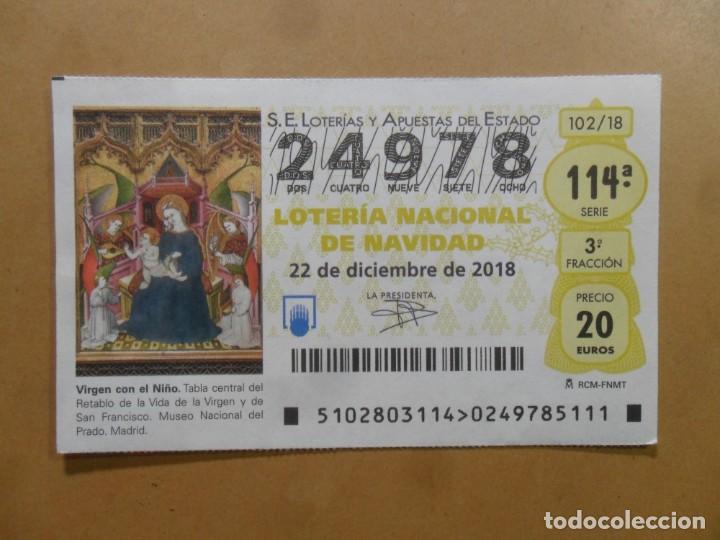 Loter&iacute;a Nacional: DECIMO N&ordm; 24978 - 22 DICIEMBRE 2018 - 102/18 - VIRGEN CON EL NI&Ntilde;O - MUSEO DEL PRADO