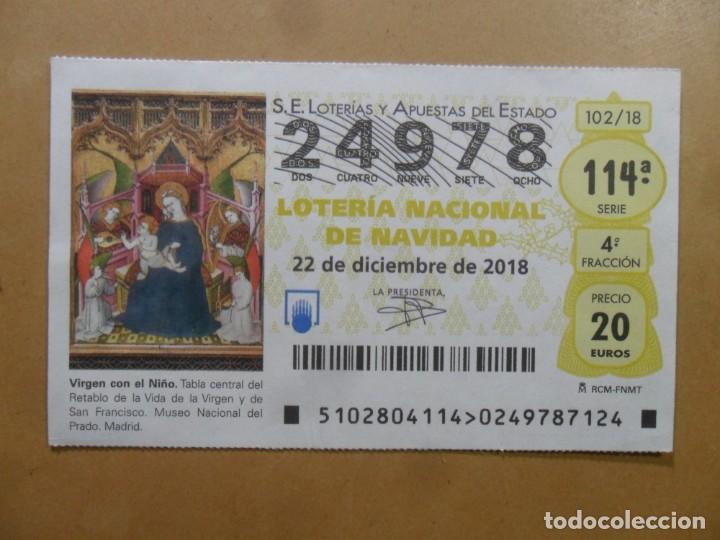 Loter&iacute;a Nacional: DECIMO N&ordm; 24978 - 22 DICIEMBRE 2018 - 102/18 - VIRGEN CON EL NI&Ntilde;O - MUSEO DEL PRADO