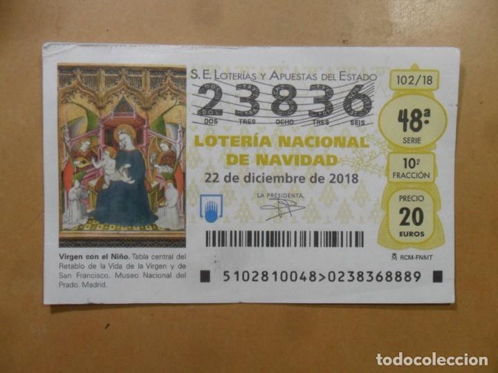 Loter&iacute;a Nacional: DECIMO N&ordm; 23836 - 22 DICIEMBRE 2018 - 102/18 - VIRGEN CON EL NI&Ntilde;O - MUSEO DEL PRADO