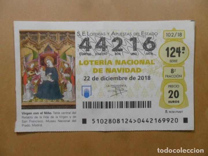Loter&iacute;a Nacional: DECIMO N&ordm; 44216 - 22 DICIEMBRE 2018 - 102/18 - VIRGEN CON EL NI&Ntilde;O - MUSEO DEL PRADO