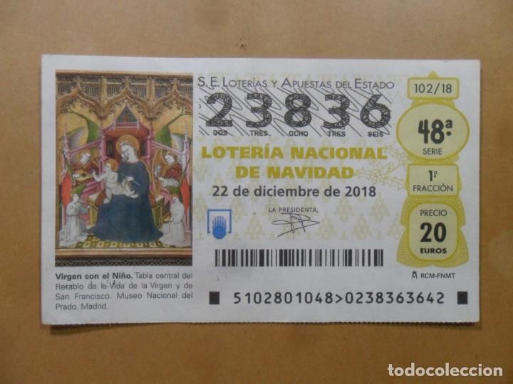 Loter&iacute;a Nacional: DECIMO N&ordm; 23836 - 22 DICIEMBRE 2018 - 102/18 - VIRGEN CON EL NI&Ntilde;O - MUSEO DEL PRADO