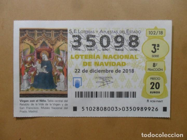 Loter&iacute;a Nacional: DECIMO N&ordm; 35098 - 22 DICIEMBRE 2018 - 102/18 - VIRGEN CON EL NI&Ntilde;O - MUSEO DEL PRADO