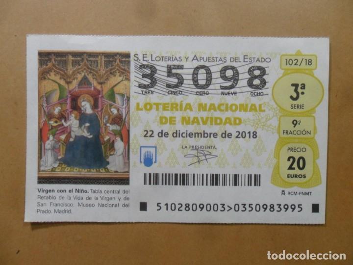 Loter&iacute;a Nacional: DECIMO N&ordm; 35098 - 22 DICIEMBRE 2018 - 102/18 - VIRGEN CON EL NI&Ntilde;O - MUSEO DEL PRADO