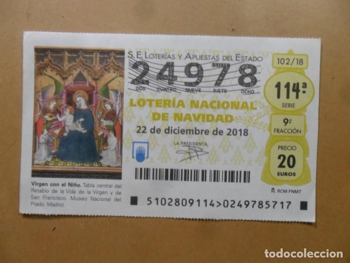Loter&iacute;a Nacional: DECIMO N&ordm; 24978 - 22 DICIEMBRE 2018 - 102/18 - VIRGEN CON EL NI&Ntilde;O - MUSEO DEL PRADO