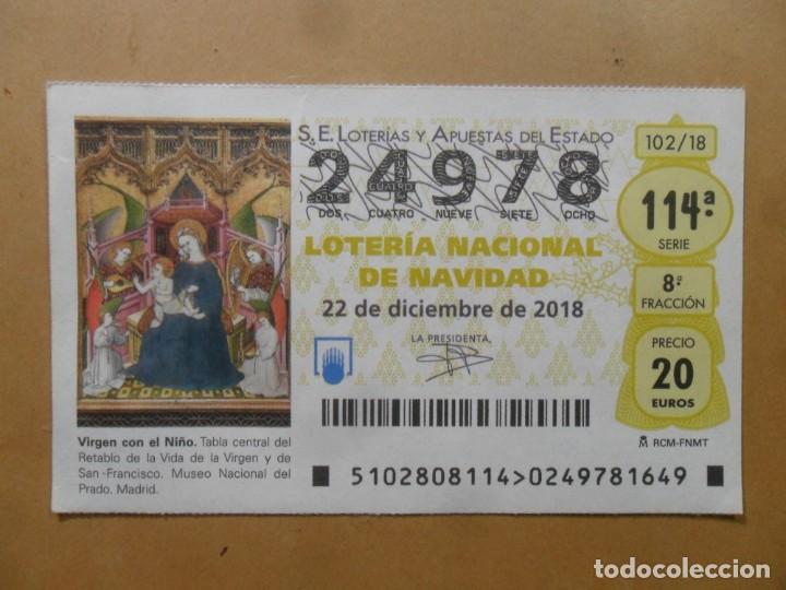 Loter&iacute;a Nacional: DECIMO N&ordm; 24978 - 22 DICIEMBRE 2018 - 102/18 - VIRGEN CON EL NI&Ntilde;O - MUSEO DEL PRADO
