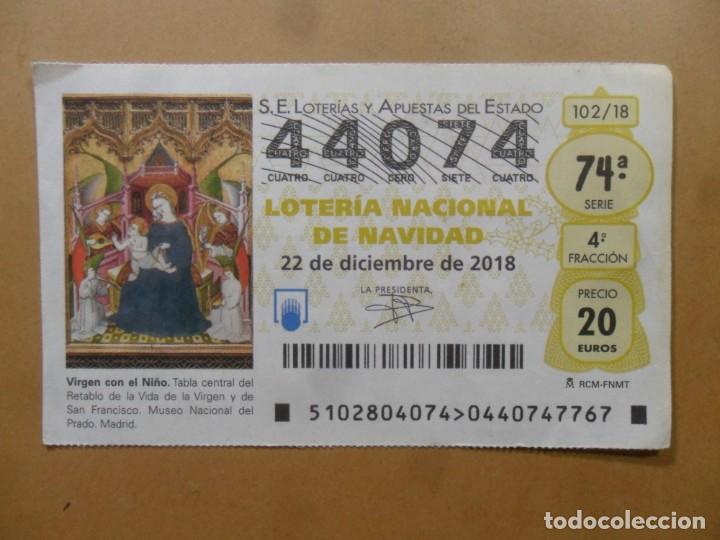 Loter&iacute;a Nacional: DECIMO N&ordm; 44074 - 22 DICIEMBRE 2018 - 102/18 - VIRGEN CON EL NI&Ntilde;O - MUSEO DEL PRADO