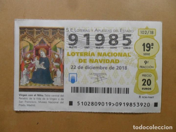 Loter&iacute;a Nacional: DECIMO N&ordm; 91985 - 22 DICIEMBRE 2018 - 102/18 - VIRGEN CON EL NI&Ntilde;O - MUSEO DEL PRADO