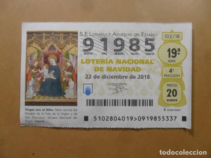 Loter&iacute;a Nacional: DECIMO N&ordm; 91985 - 22 DICIEMBRE 2018 - 102/18 - VIRGEN CON EL NI&Ntilde;O - MUSEO DEL PRADO