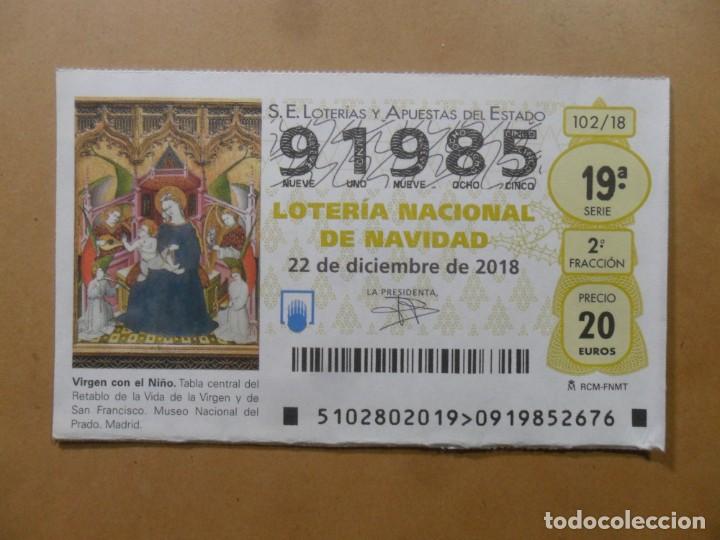 Loter&iacute;a Nacional: DECIMO N&ordm; 91985 - 22 DICIEMBRE 2018 - 102/18 - VIRGEN CON EL NI&Ntilde;O - MUSEO DEL PRADO