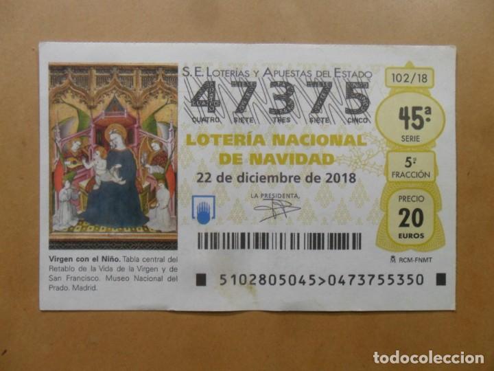 Loter&iacute;a Nacional: DECIMO N&ordm; 47375 - 22 DICIEMBRE 2018 - 102/18 - VIRGEN CON EL NI&Ntilde;O - MUSEO DEL PRADO