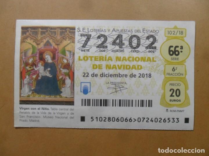 Loter&iacute;a Nacional: DECIMO N&ordm; 72402 - 22 DICIEMBRE 2018 - 102/18 - VIRGEN CON EL NI&Ntilde;O - MUSEO DEL PRADO