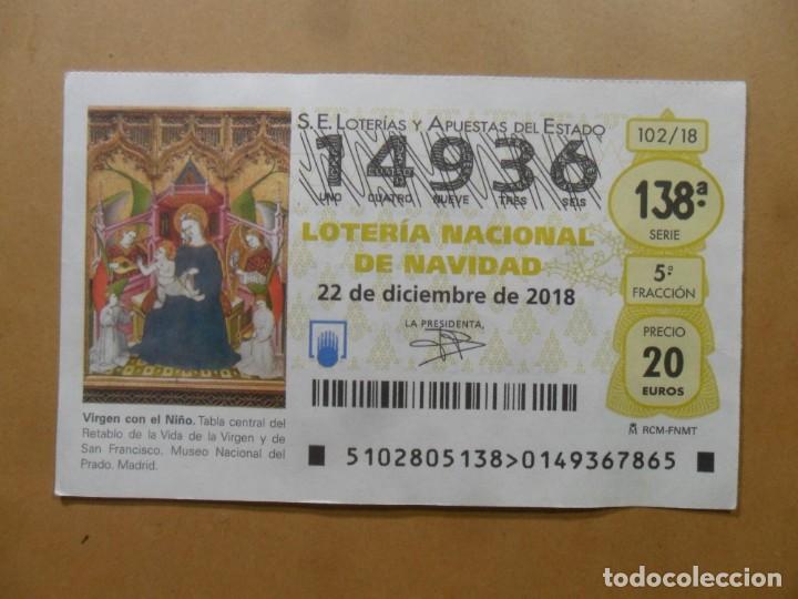 Loter&iacute;a Nacional: DECIMO N&ordm; 14936 - 22 DICIEMBRE 2018 - 102/18 - VIRGEN CON EL NI&Ntilde;O - MUSEO DEL PRADO