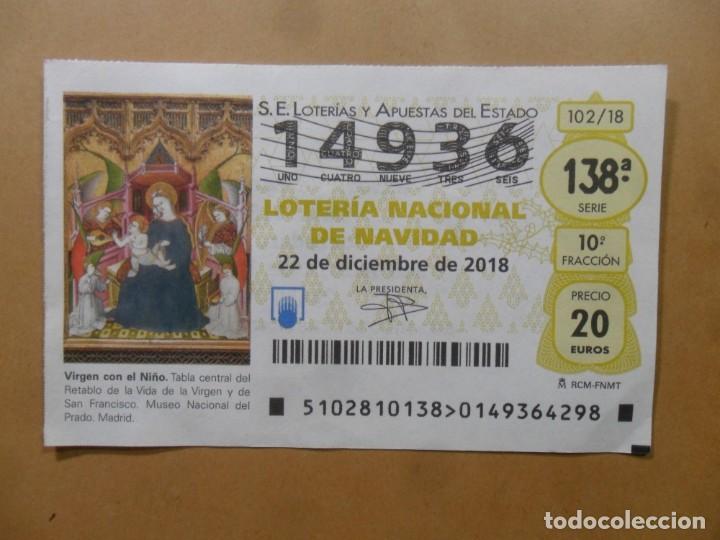 Loter&iacute;a Nacional: DECIMO N&ordm; 14936 - 22 DICIEMBRE 2018 - 102/18 - VIRGEN CON EL NI&Ntilde;O - MUSEO DEL PRADO