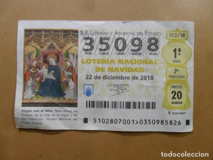 Loter&iacute;a Nacional: DECIMO N&ordm; 35098 - 22 DICIEMBRE 2018 - 102/18 - VIRGEN CON EL NI&Ntilde;O - MUSEO DEL PRADO